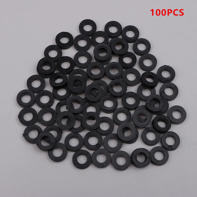 100-Pack Nylon Flat Washers for Drum Lug Screws | Black & White Drum Repair Parts QXL