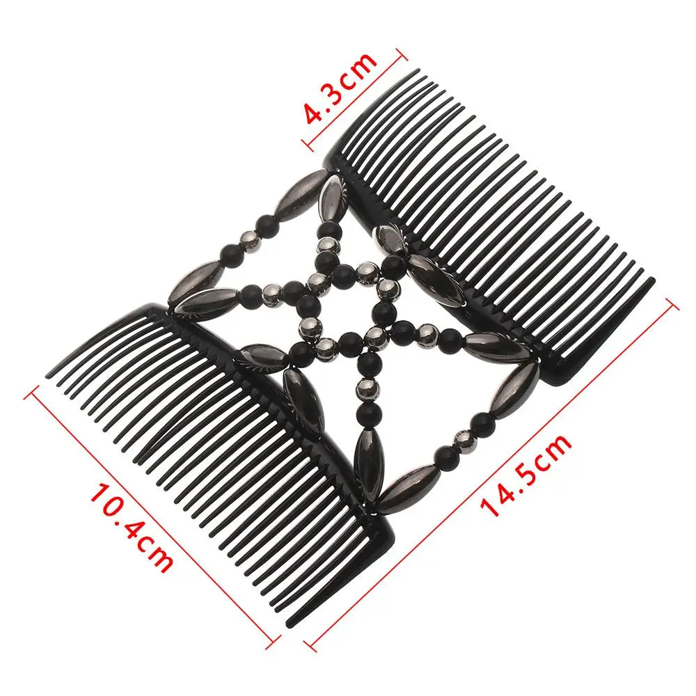 Beaded Double Comb Bun Maker | Elastic Magic Hair Clip Hair Bun Clip QXL