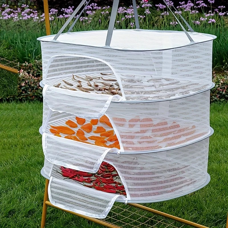 3-Tier Foldable Mesh Drying Rack with Zipper | Collapsible Foldable Drying Rack QXL