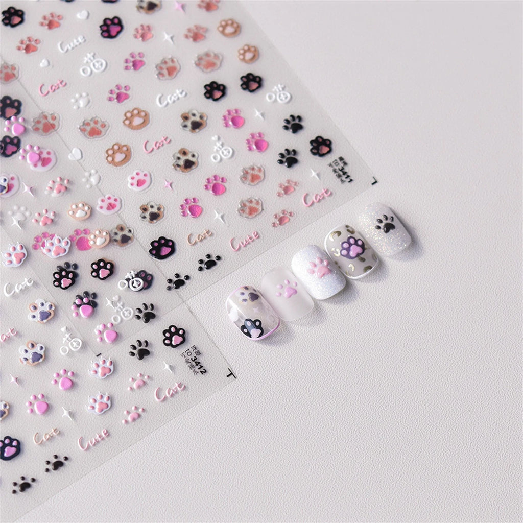 5D Kawaii Cat Claw Nail Art Stickers | Japanese Decals DIY Nail Art Stickers QXL