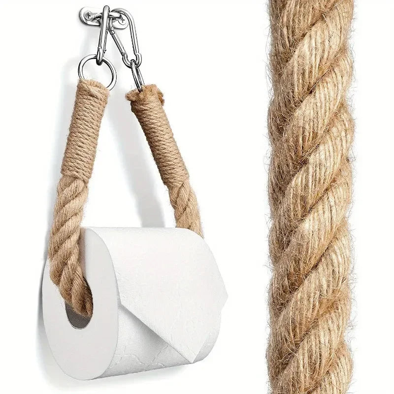 Retro Hemp Rope Toilet Paper Holder | Rust-Proof Steel Toilet Paper Holder QXL