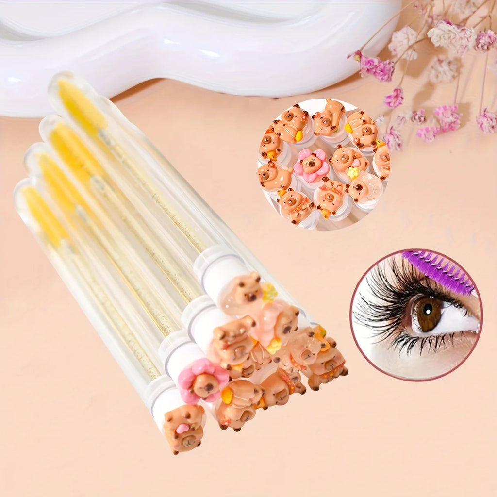 Capybara Eyelash Extension Brushes | Oval Nylon Reusable Set Lash Extension Brushes QXL
