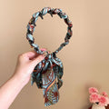 Retro Satin Hair Band – Non-Slip Bow Headband for Women Satin Hair Headband QXL Blue