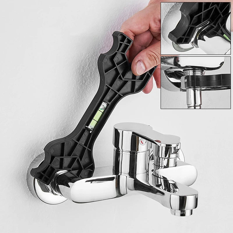 Dual-Head Plumbing Wrench with Level | Faucet & Pipe Tool Plumbing Wrench QXL