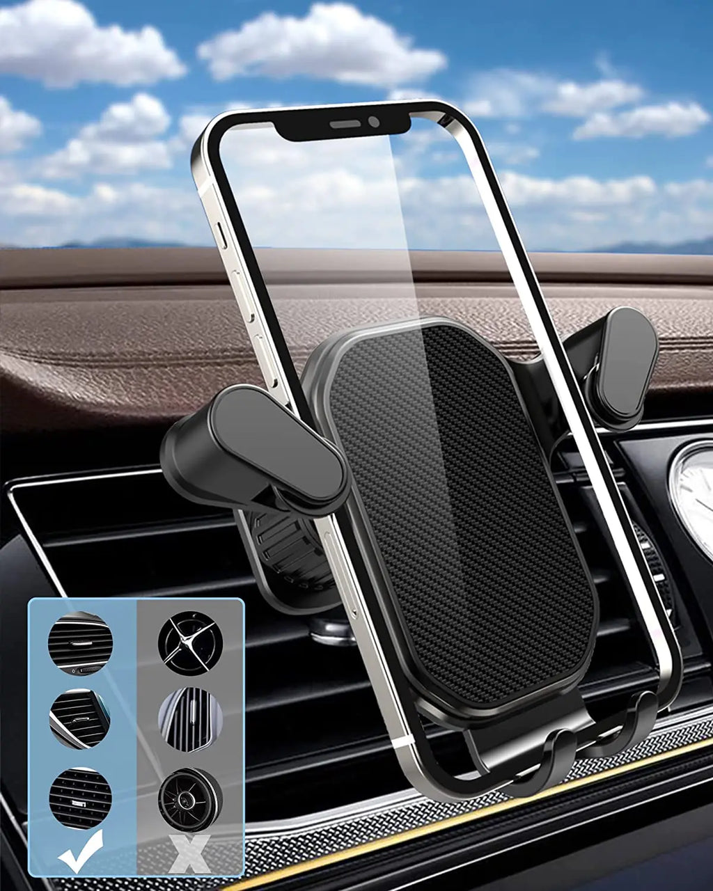 Car Air Vent Phone Mount | Gravity Clip 360° Rotation Holder Car Phone Mount QXL