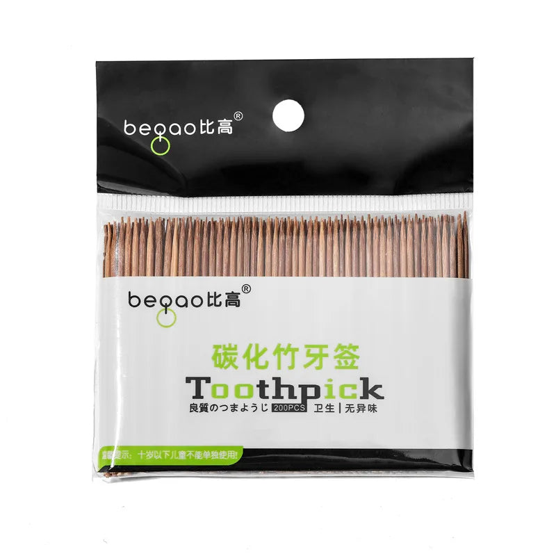 200-Pack Carbonized Bamboo Toothpicks | Eco Oral Care Picks Bamboo Toothpicks QXL
