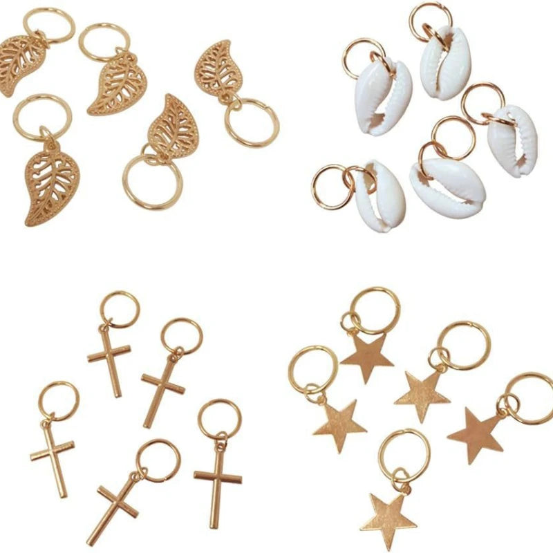 Metal Hollow Hair Braid Rings & Cuffs | Gold Dreadlock Beads Hair Braid Cuffs QXL