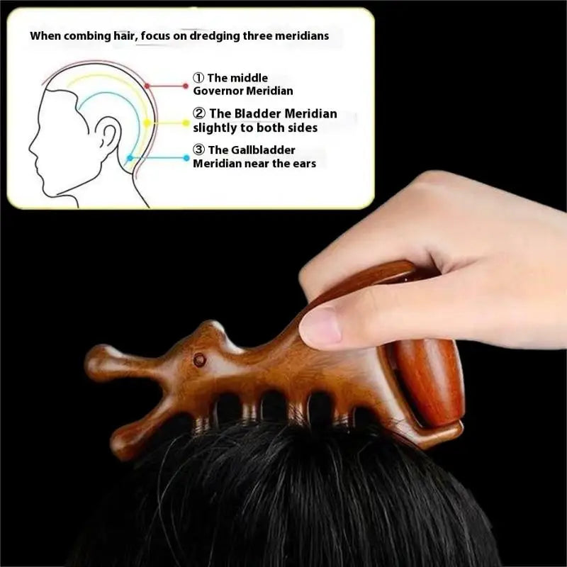 Sandalwood Massage Comb | Anti-Static Wide Tooth Scalp Comb Scalp Massage Comb QXL