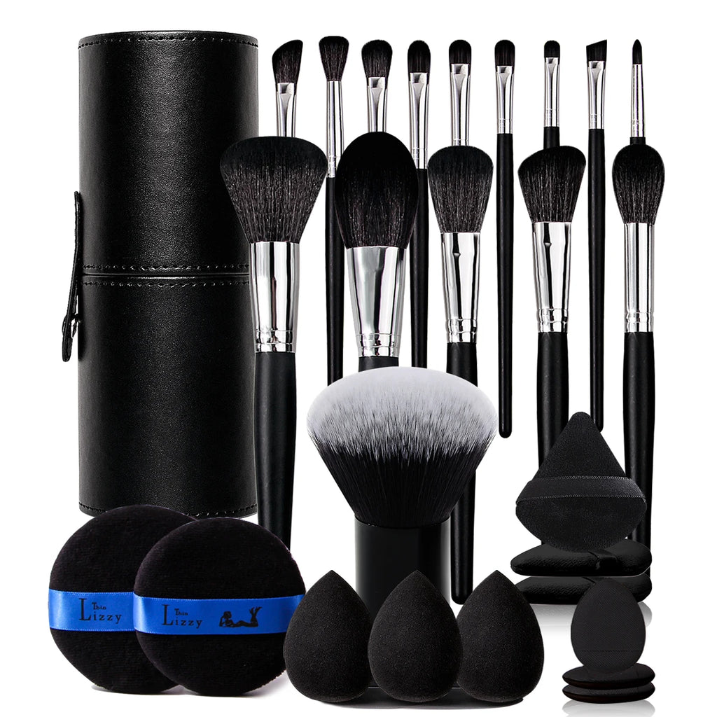 KOSSHOW 27-Pc Makeup Brush Set – Powder, Contour & Eye Makeup Brush Set QXL