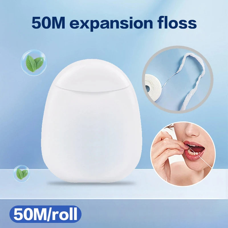 50M Mint Expanding Nylon Dental Floss Roll | Plaque Removal Dental Floss Roll QXL
