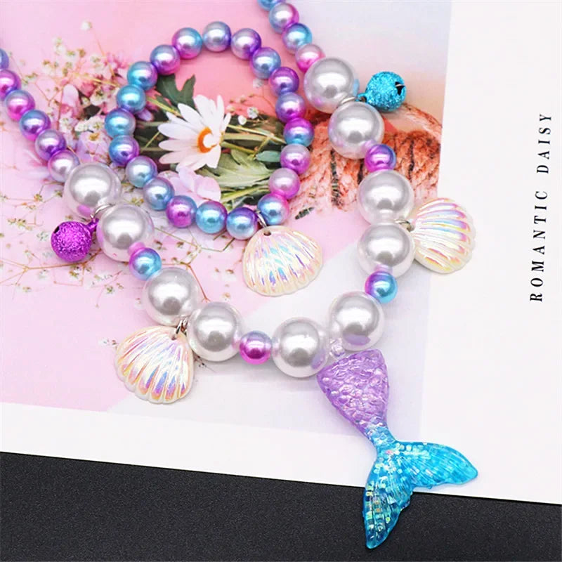 Mermaid Pearl Jewelry Set for Girls – 2 or 5 Piece Kids Set Kids Jewelry Set QXL