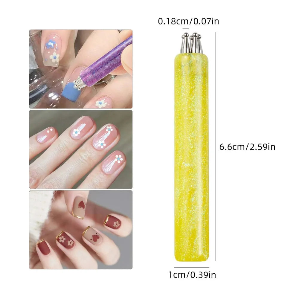 5-Petal Flower Nail Dotting Pen | One-Stroke DIY Nail Art Nail Dotting Tool QXL Yellow
