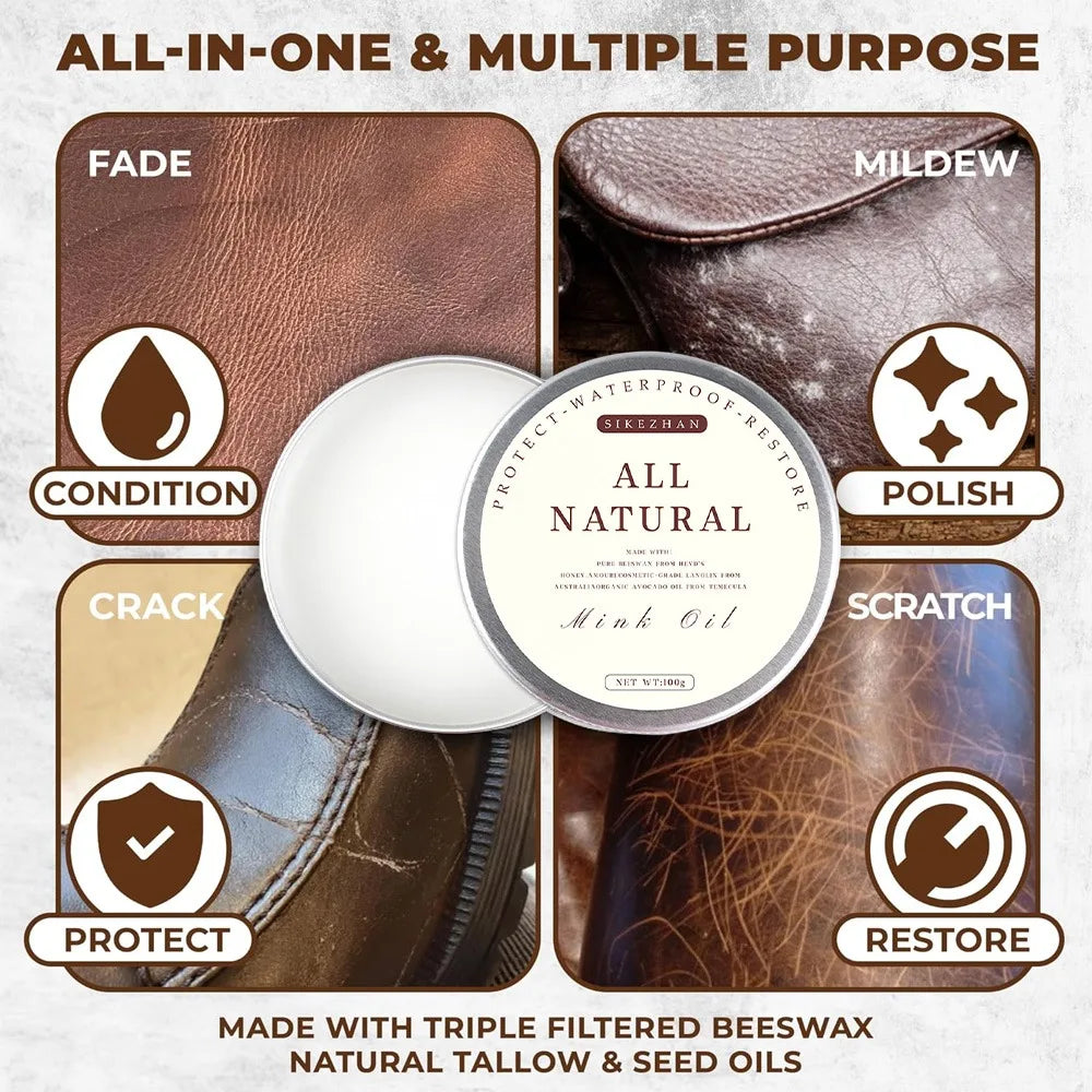 Leather Mink Oil Cream 100g | Car Seat & Sofa Care Leather Care Cream QXL