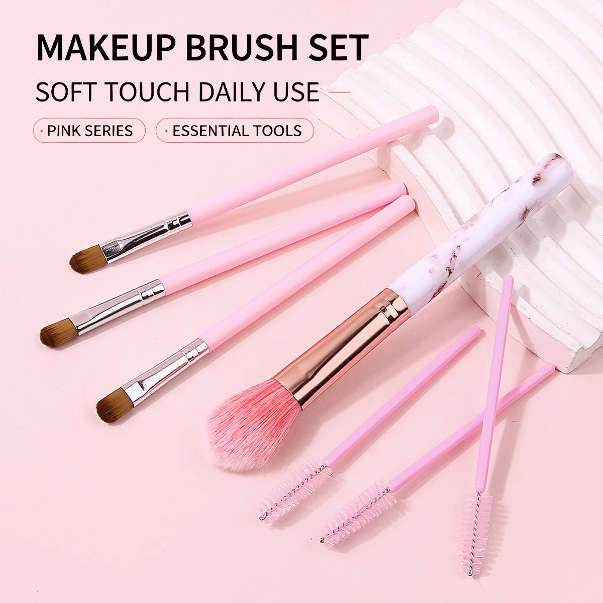 KOSSHOW 7-Pc Makeup Brush Set | Blush, Eyeshadow & Lash Makeup Brush Set QXL