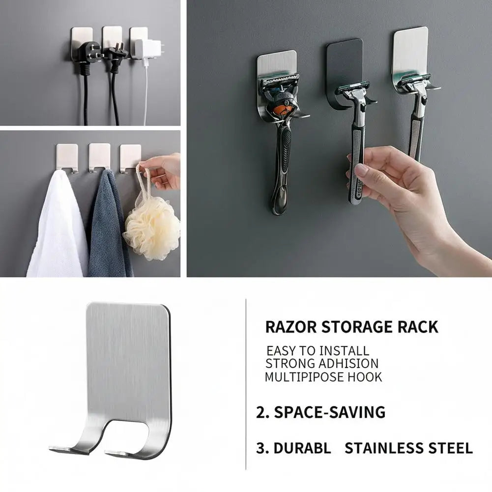 304 Stainless Steel Razor Holder & Bathroom Hook Organizer Razor Holder Stand QXL