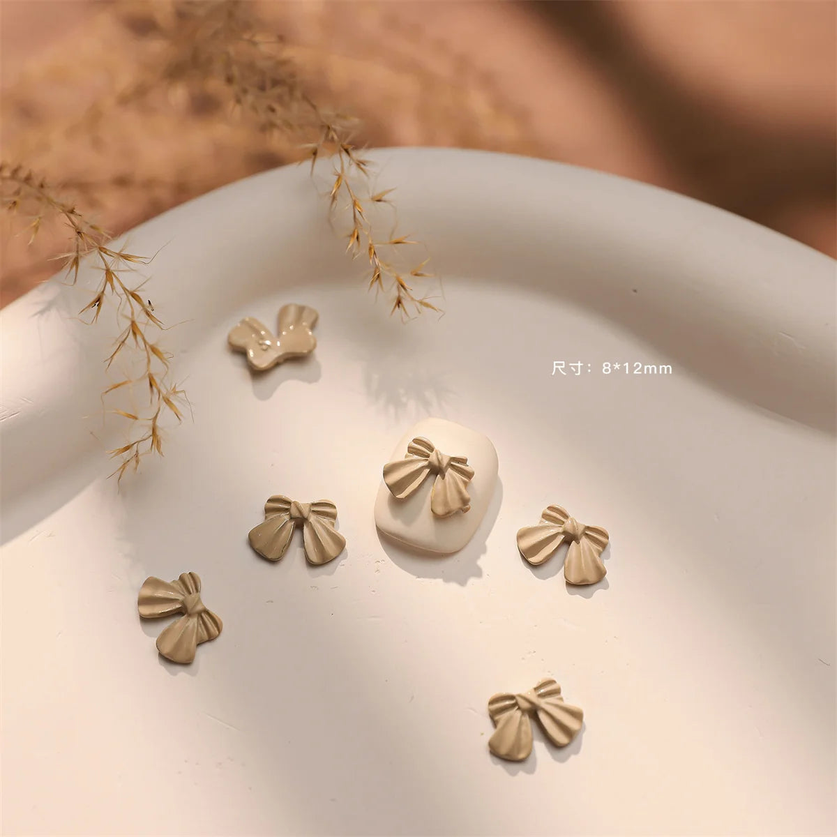 5-Pack 3D Kawaii Alloy Nail Charms – Bear Bow Flower Maillard Nail Art Charms QXL 5pcs