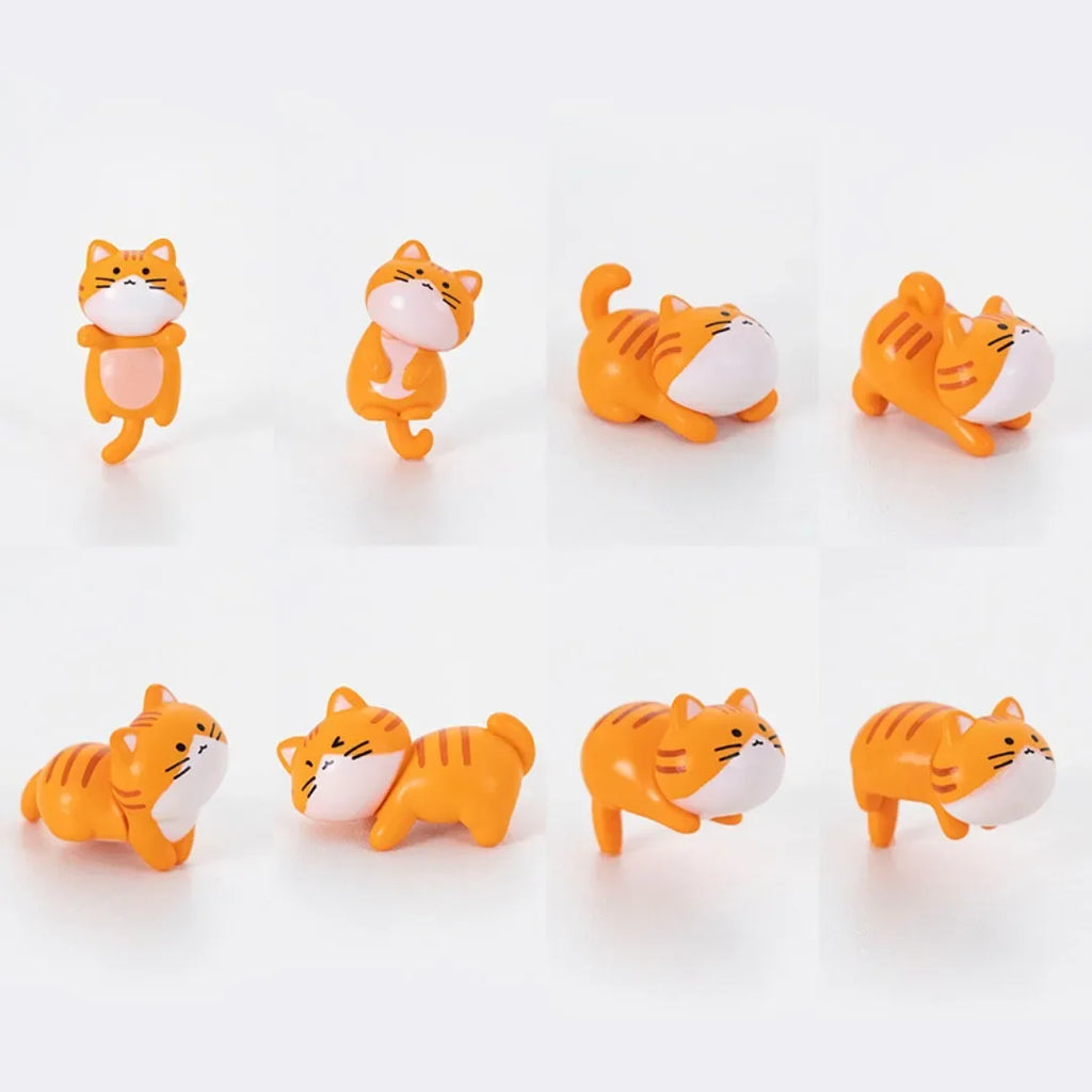 8-Pack Miniature Orange Cat Figurines | Desk Décor & Toy Set Miniature Animal Figurines QXL 8pcs