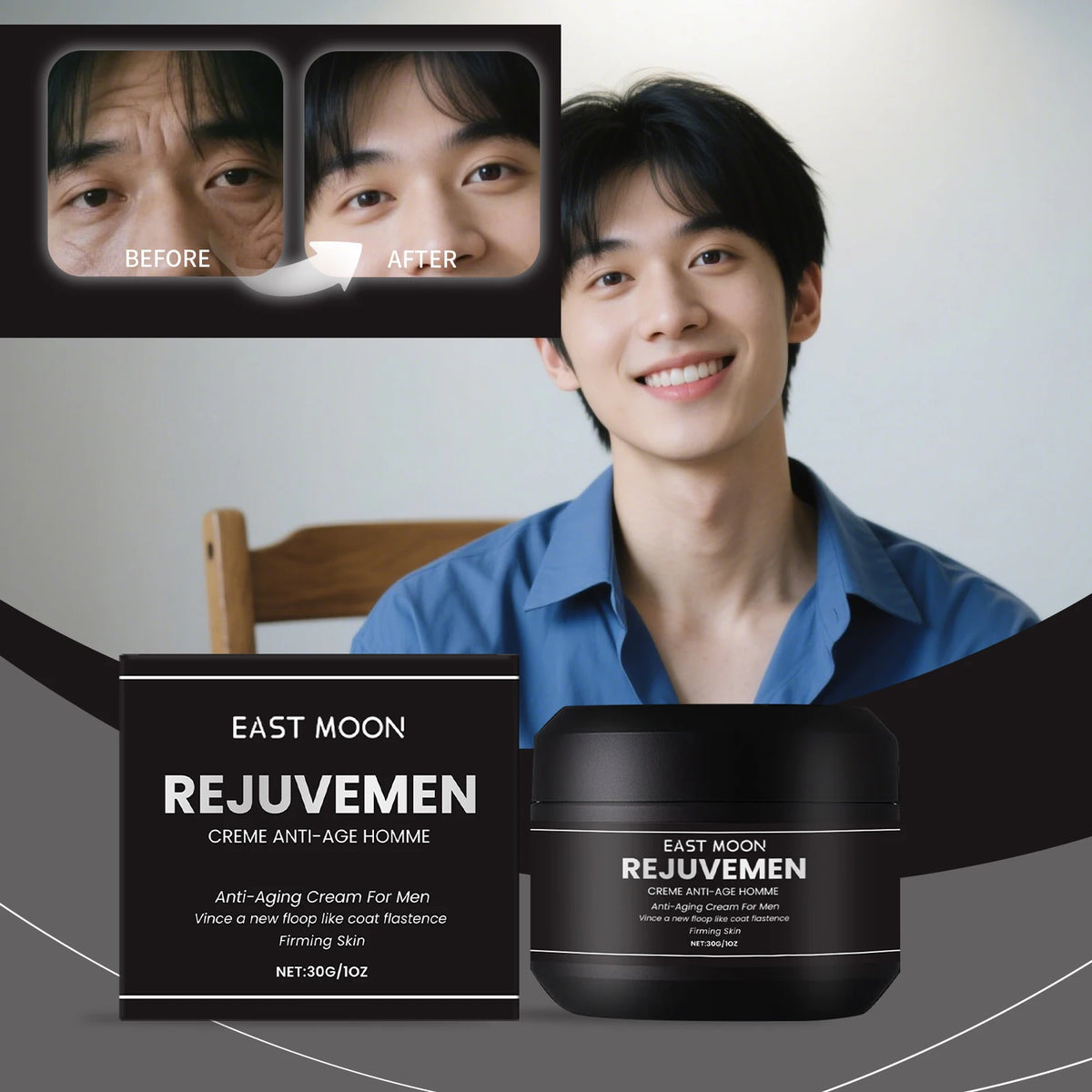 East Moon Men's Anti-Aging Face Cream | Firming & 24H Hydration Men's Face Cream QXL