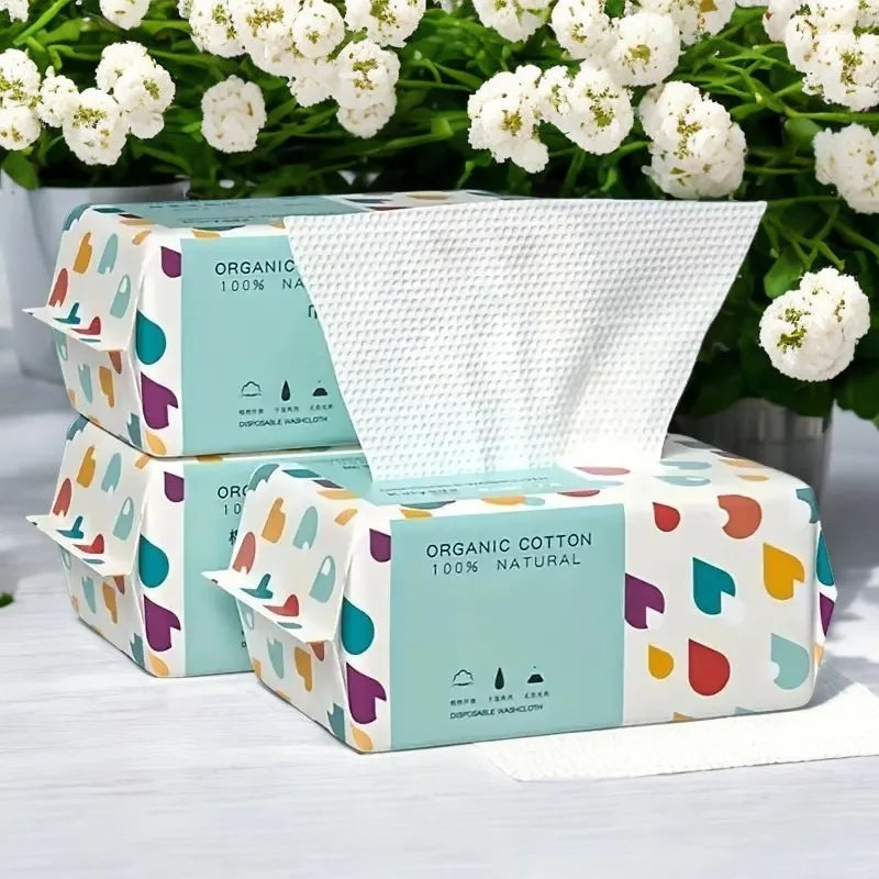 100-Pack Cotton Disposable Face Towels | Soft Makeup Remover Disposable Face Towels QXL