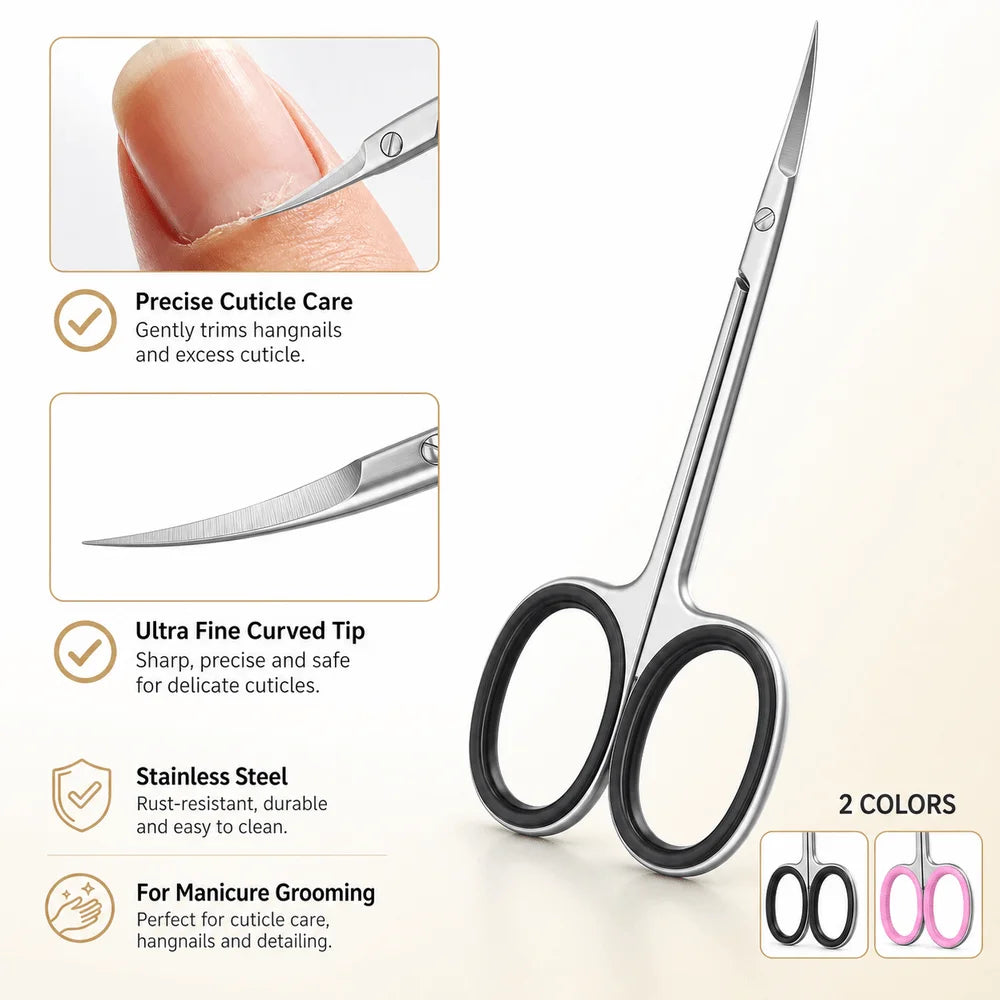 Stainless Steel Cuticle Shears | Fine Tip Curved Blade Scissors Cuticle Shears QXL