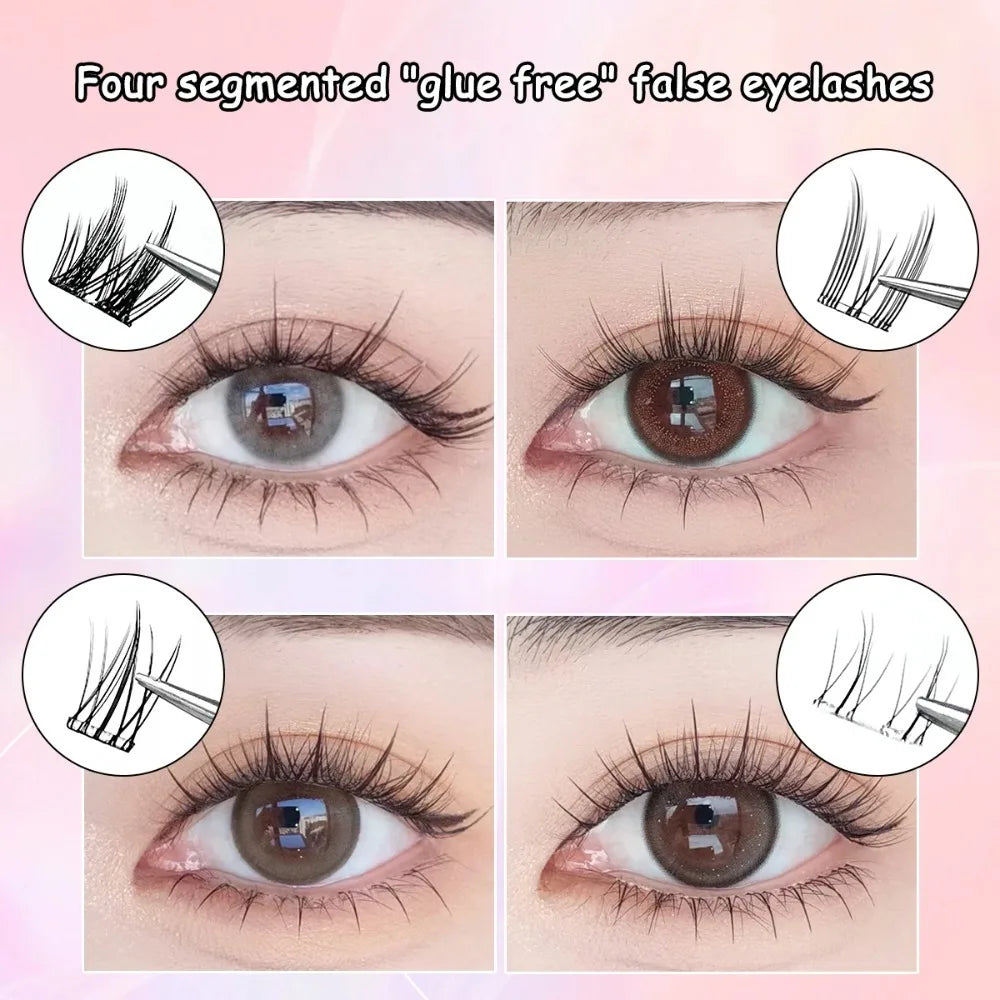 Glue-Free Cluster False Lashes – Natural Voluminous Individual Lashes False Eyelash Clusters QXL