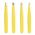 vvocci 4-Pc Stainless Steel Eyebrow Tweezers Set – 4 Tip Types Eyebrow Tweezers Set QXL M138 Yellow