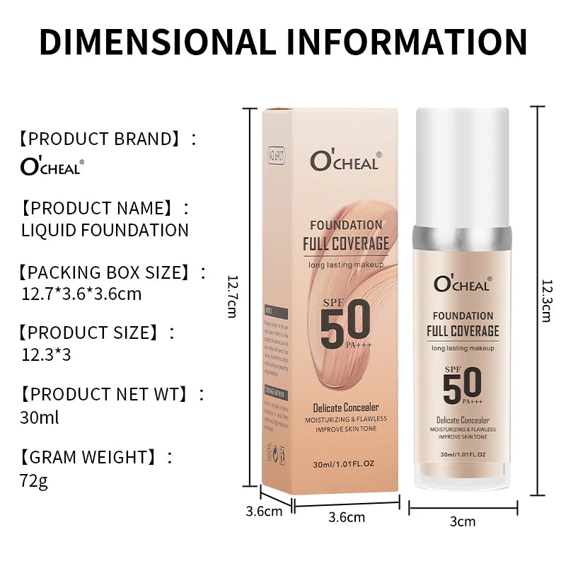 OCHEAL Color-Changing Liquid Foundation | Full Coverage 30ml Liquid Foundation QXL