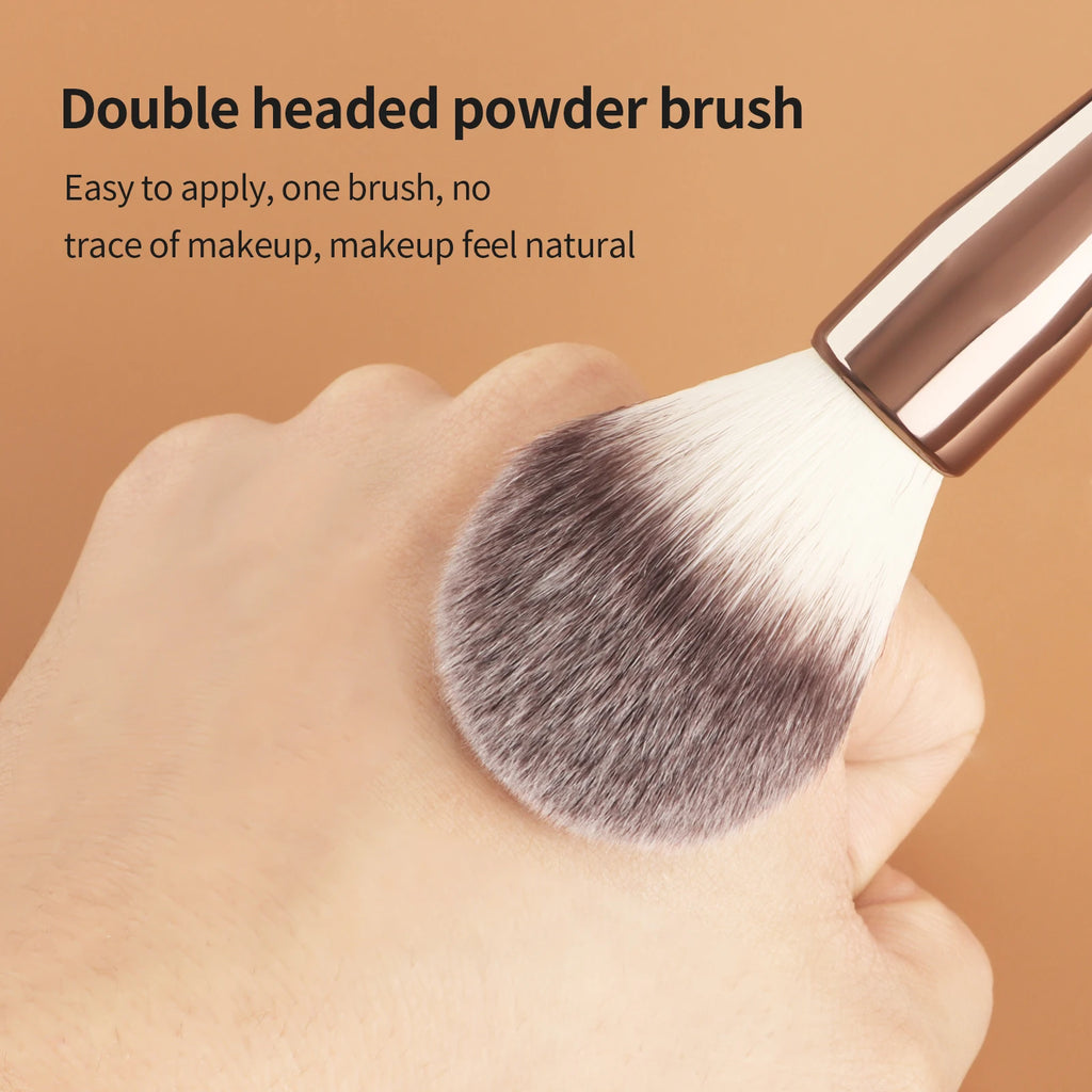 Ronshadow 3-Pc Double-Ended Makeup Brush Set | Powder & Blush Makeup Brush Set QXL