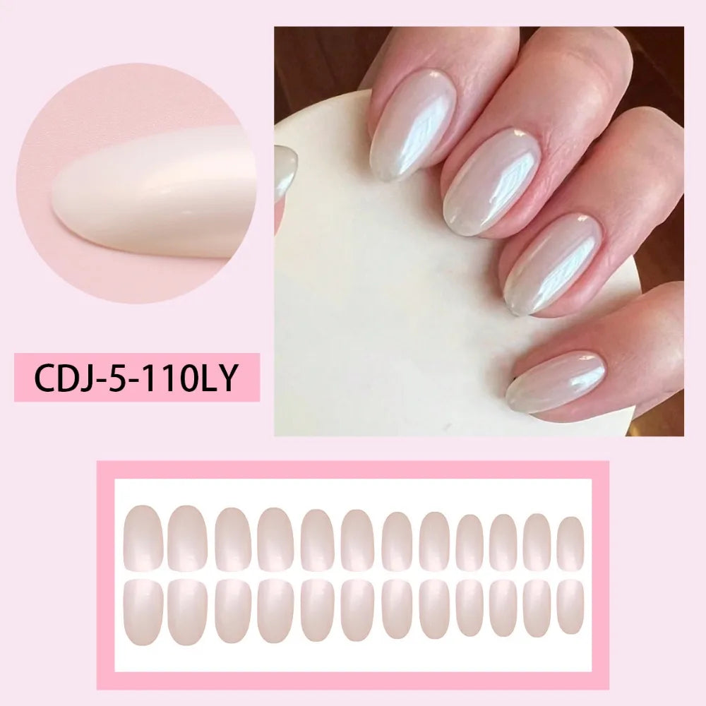 Almond Long False Nails French White Edge Tips 24/30pc DIY False Nail Tips QXL CDJ-5-110LY