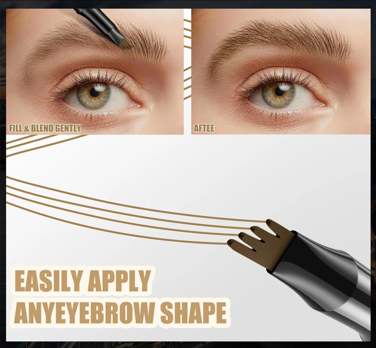Four-Claw Liquid Eyebrow Pencil – Waterproof Hair-Stroke Brows Liquid Eyebrow Pencil QXL