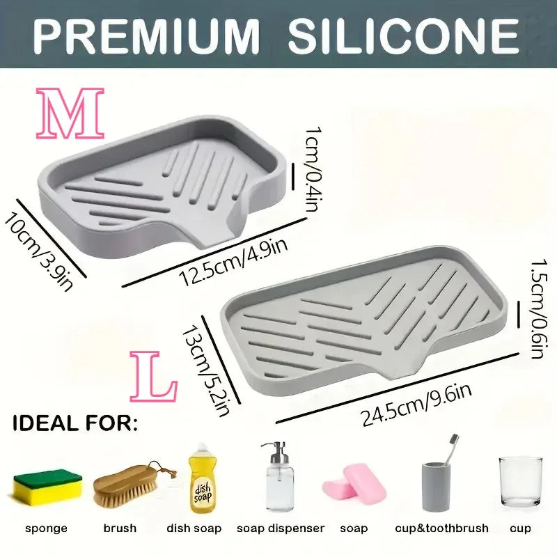Silicone Sink Mat | Faucet Splash Pad & Soap Drain Tray Silicone Sink Mat QXL