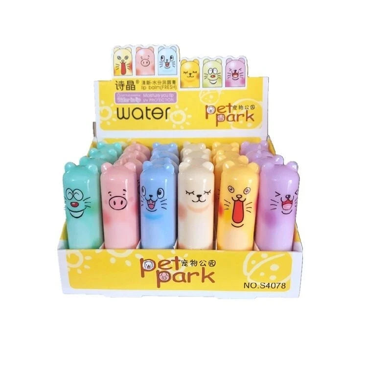 24-Pack Fruit Flavour Moisturising Cartoon Lip Balm | Clear Gloss Lip Balm Set QXL