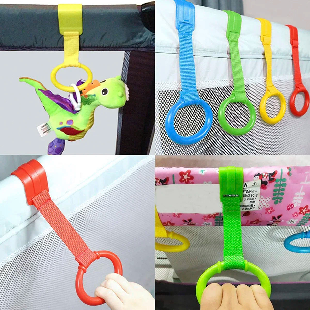 4-Pack Baby Crib Pull Rings | Walking Training Stand-Up Grip Baby Walking Aid QXL