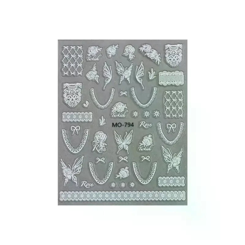 Lace Flower Bow Hollow Nail Stickers | DIY Manicure Decals Nail Art Stickers QXL