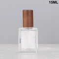 Square Glass Perfume Spray Bottle | Refillable Atomizer 15–50ml Perfume Atomizer Bottle QXL Walnut 15ml