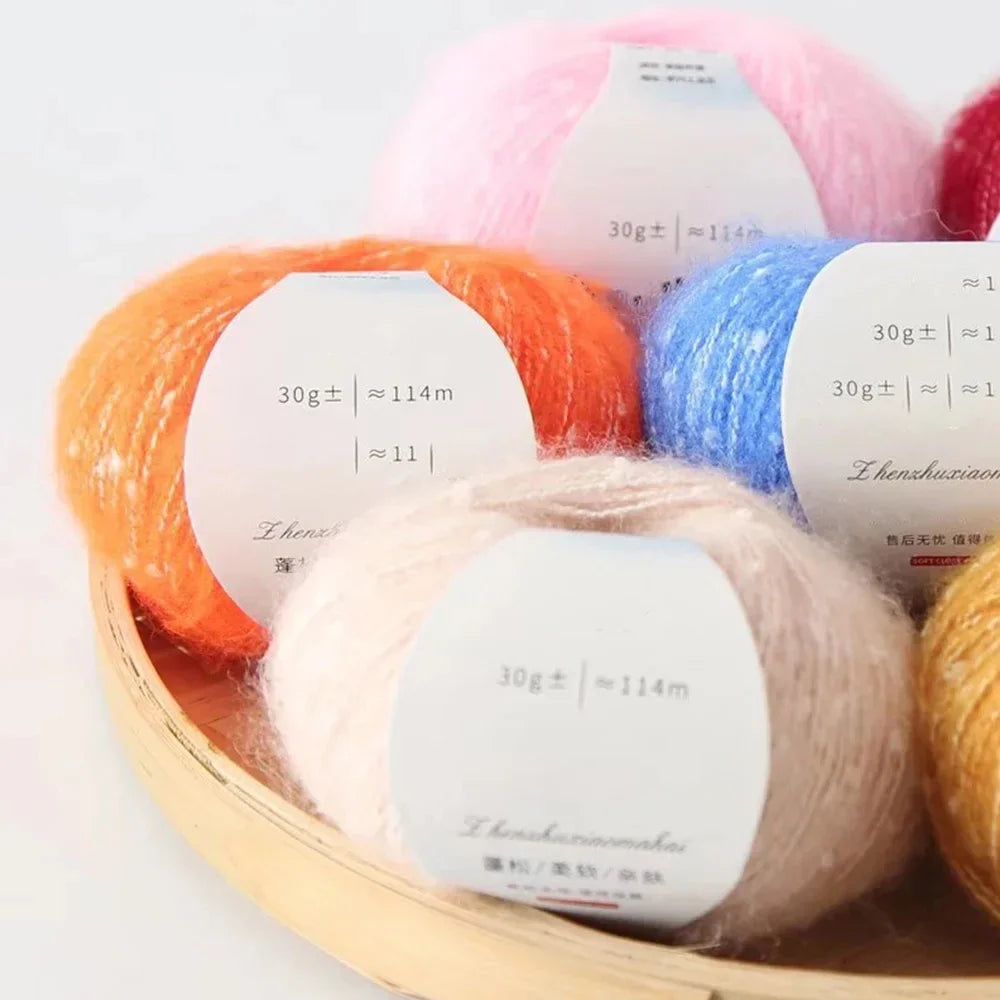 Pearl Mohair Yarn DIY Knitting Wool Blend Thread 30g 144m Mohair Knitting Yarn QXL