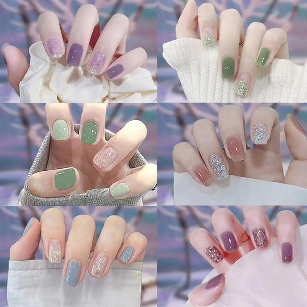 Foil Glitter Semi-Cured Gel Nail Wraps | 14-Tip Stickers Gel Nail Wraps QXL