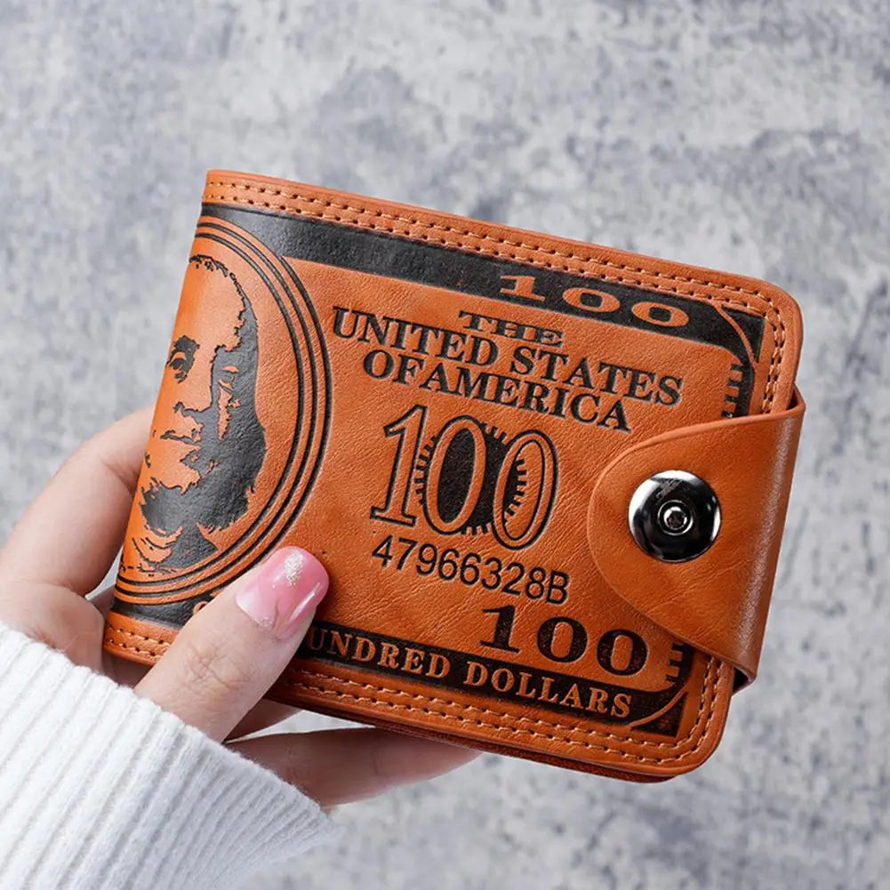 Men's PU Leather Bifold Wallet | Magnetic Buckle & Card Slots Men's Bifold Wallet QXL