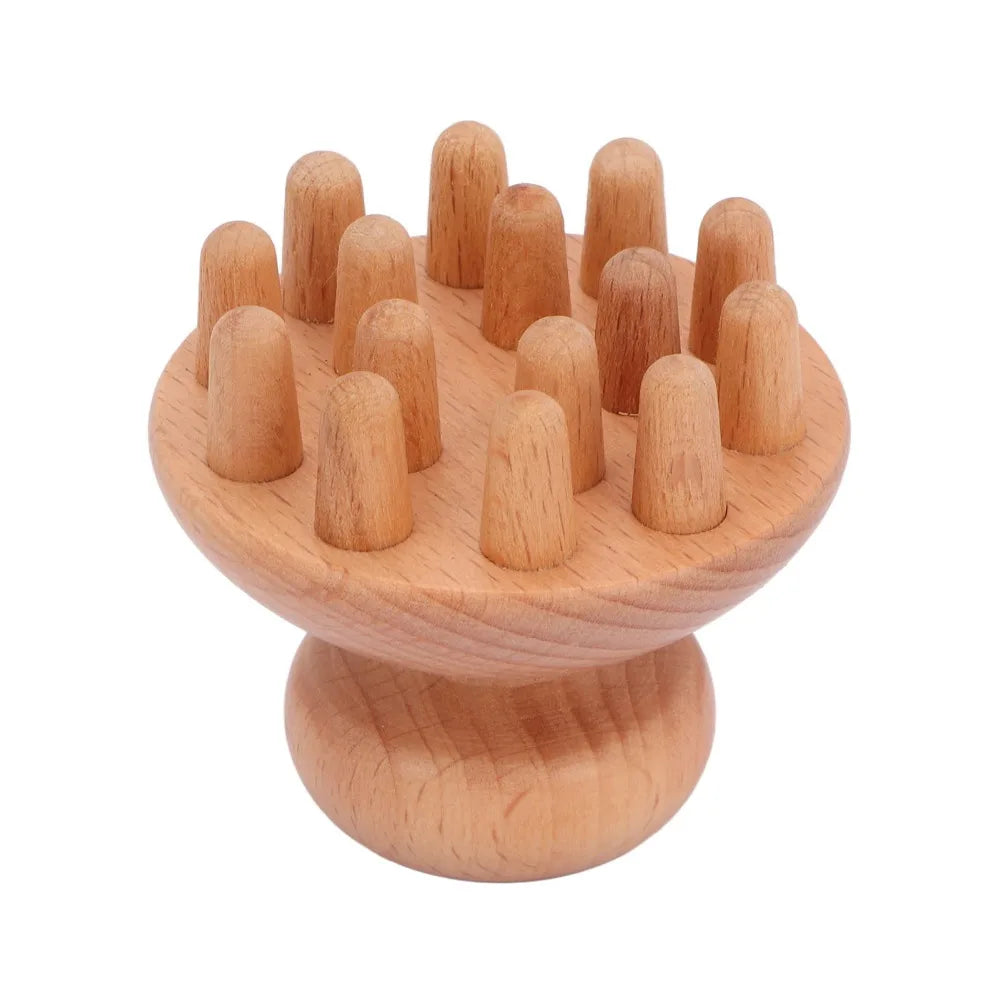 Wood Mushroom Massager | Beech Wood Ergonomic Scalp Tool Handheld Massager QXL