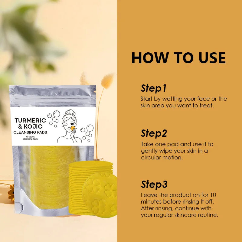 Turmeric Kojic Acid Cleansing Pads | Oil Control & Brightening Exfoliating Cleansing Pads QXL