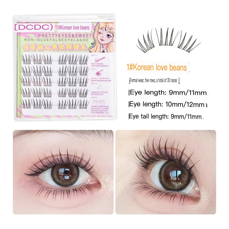 Glue-Free Individual False Eyelashes | Natural Segmented Lashes False Eyelashes QXL