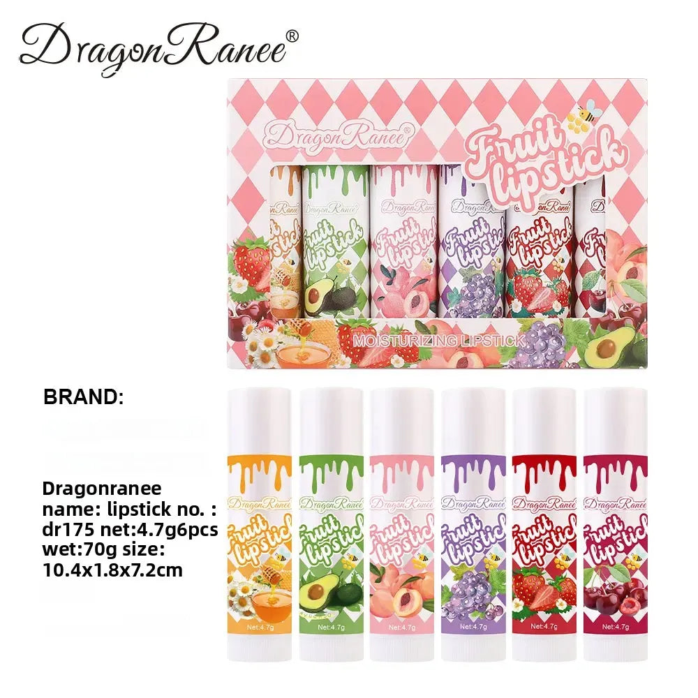Dragon Ranee Fruit Tinted Lip Balm Set – 6 Glossy Sticks Tinted Lip Balm Set QXL