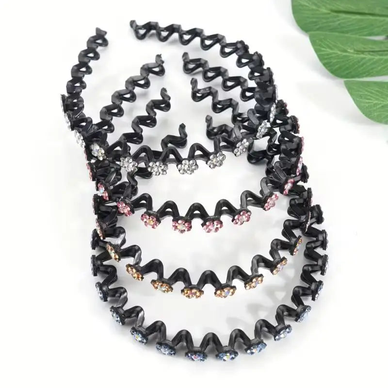 Rhinestone Flower Headband – Non-Slip Women's Hair Hoop Rhinestone Hair Headband QXL