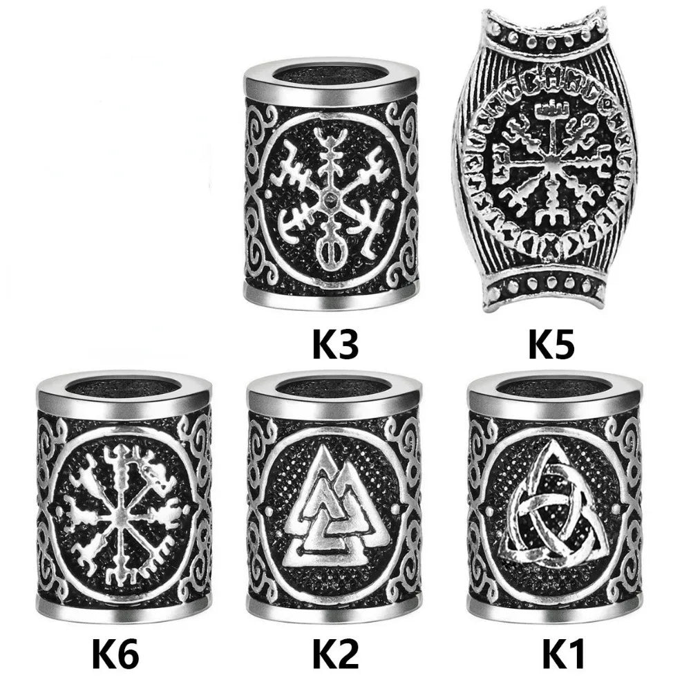 5-Pack Viking Rune Dreadlock & Beard Beads | DIY Braiding Hair & Beard Beads QXL