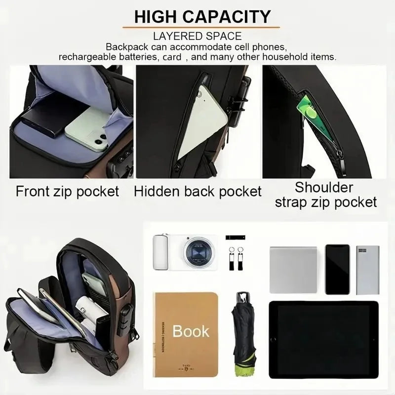 Men's Anti-Theft Chest Bag | Oxford Crossbody Sling Pack Crossbody Chest Bag QXL