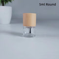 10-Pack Glass Nail Oil Bottles 5ml–10ml | Wood & Bamboo Caps Nail Oil Bottles QXL 10pcs 5ml Round