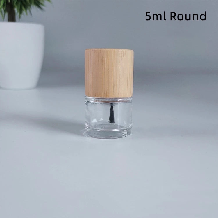 10-Pack Glass Nail Oil Bottles 5ml–10ml | Wood & Bamboo Caps Nail Oil Bottles QXL 10pcs 5ml Round