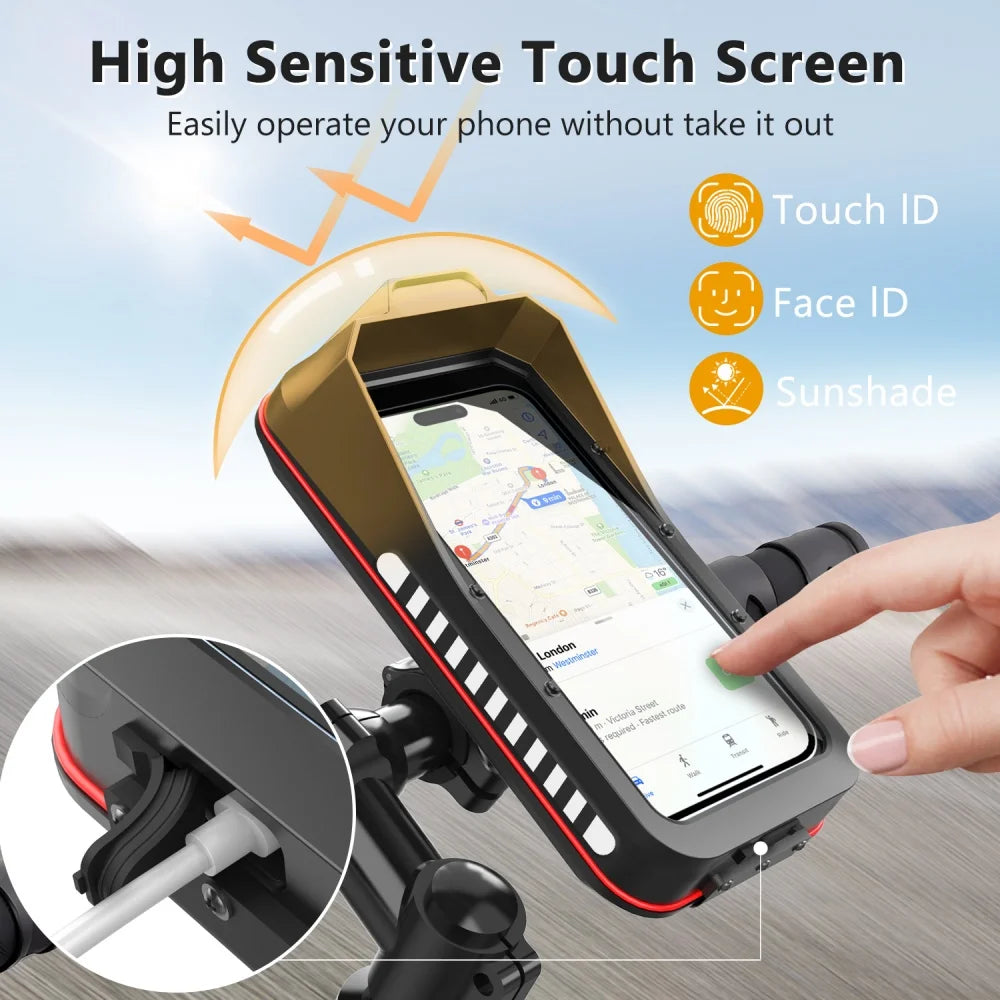 Waterproof Motorcycle Bike Phone Mount | 4.7–7.0" Handlebar Holder Motorcycle Phone Mount QXL
