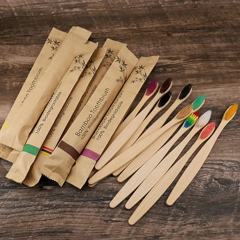 50-Pack Bamboo Toothbrushes | Soft Bristles, Eco-Friendly Bamboo Toothbrush QXL