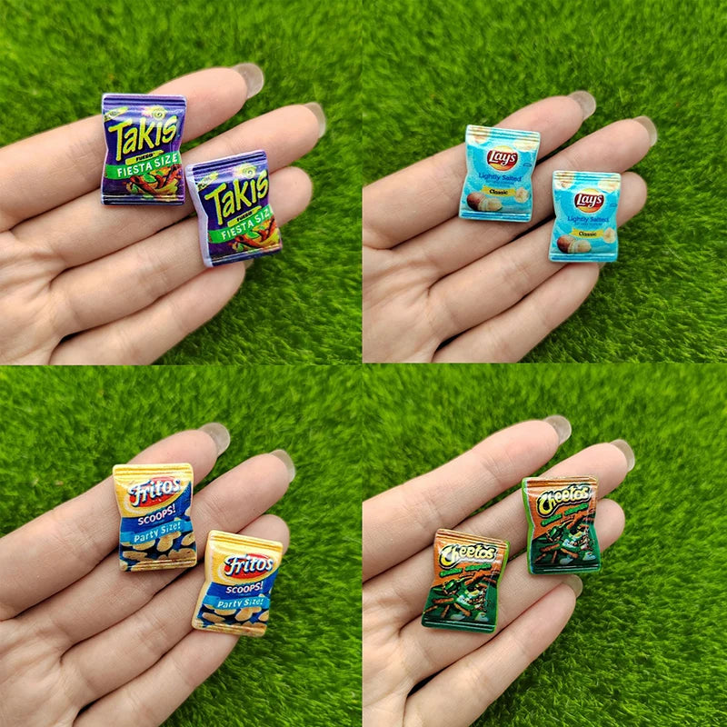 10-Pack Miniature Potato Chips Dollhouse Food Models – Resin Dollhouse Miniatures QXL